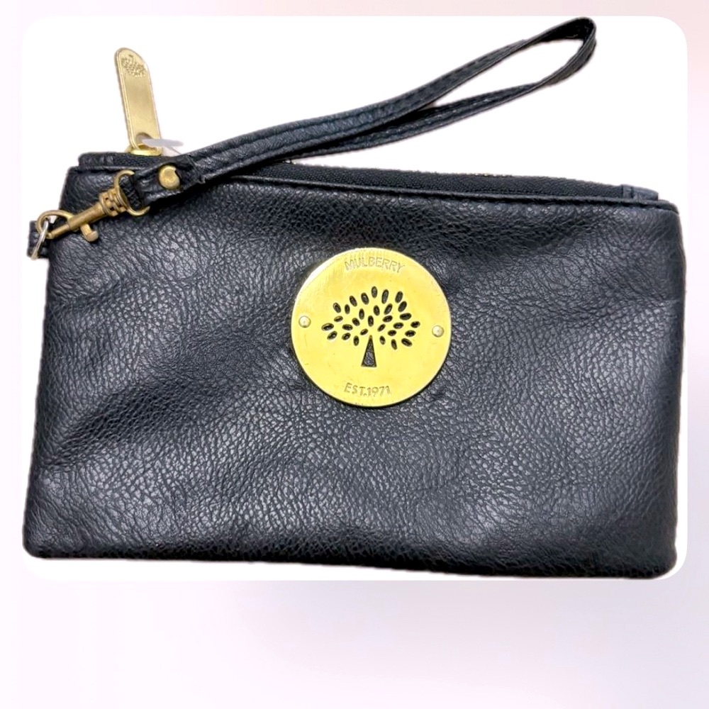 Mulberry Black and Gold Clutch with Textured Leather